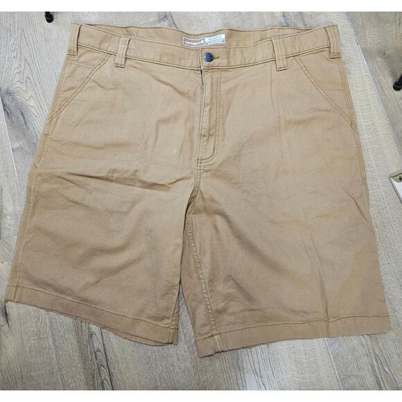 Carhartt Rugged Flex Relaxed Fit Brown Canvas Work Shorts 2514 Normcore Gorp 42 - Picture 1 of 7